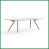Bridge vergadertafel recht Melamine 240x120cm,massief houten onderstel 1 | Kantoor360 Bridge vergadertafel recht 240x120cmmassief houten onderstel