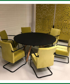 Bridge vergadertafel rond massief houten onderstel 2