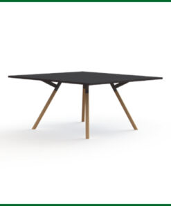 Bridge vergadertafel vierkant massief houten onderstel