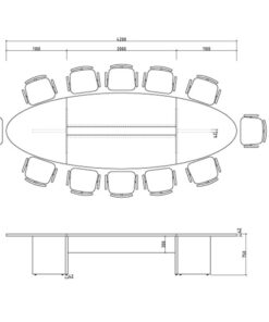 Manager ovale tafel 420x138cm 5