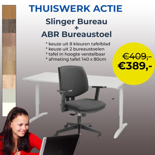Thuiswerk Actie: Slinger bureau met ABR bureaustoel