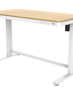 Zit-sta (thuis)werkplek Kunststof blad Eiken / Wit frame
