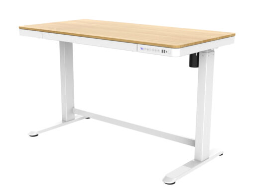 Zit-sta (thuis)werkplek Kunststof blad Eiken / Wit frame