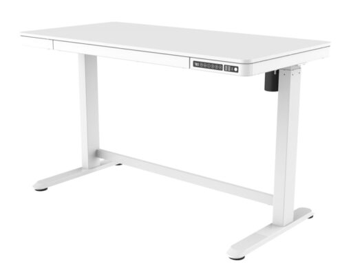 Zit-sta (thuis)werkplek Glazen blad Wit / Wit frame