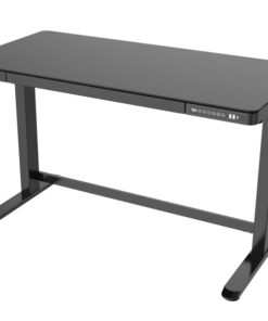 Zit-sta (thuis)werkplek Glazen blad Zwart / Zwart frame